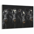 Black Cows Wall Art - Dramatic Cow Canvas for Modern Decor