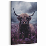 Moody Highland Cow Wall Art - Dramatic Cow Canvas for Rustic Decor