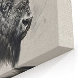 Detailed Bison Wall Art - Monochrome Buffalo Canvas for Rustic Decor