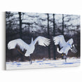 Graceful Crane Wall Art – Dancing Cranes in Snow on Canvas & Acrylic