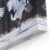Graceful Crane Wall Art – Dancing Cranes in Snow on Canvas & Acrylic