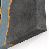 Contemporary Strokes and Lines Art in Black, White, Blue, and Gold Canvas