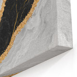Elegant Abstract Strokes and Lines Art in Black, White, and Gold Canvas