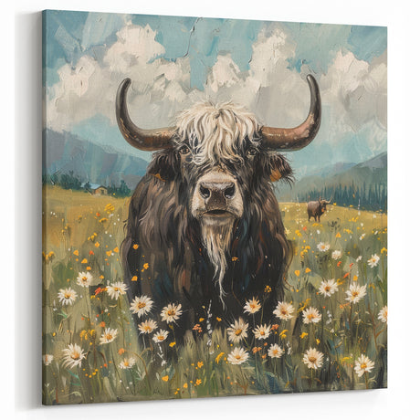 Charming Highland Cow Art - Vibrant Bison Canvas for Rustic Decor