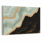 Abstract Strokes and Lines Art in Black, Green, and Gold Canvas