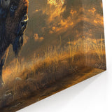 Majestic Bison Wall Art - Dramatic Buffalo Canvas for Rustic Decor