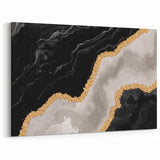 Elegant Abstract Strokes and Lines Art in Black, Grey, and Gold Canvas