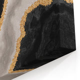 Elegant Abstract Strokes and Lines Art in Black, Grey, and Gold Canvas