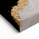 Elegant Abstract Strokes and Lines Art in Black, Grey, and Gold Canvas