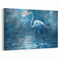 Elegant Crane Wall Art - Mystical Crane Under Moonlit Sky Canvas