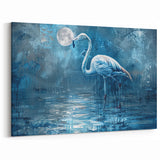 Elegant Crane Wall Art - Mystical Crane Under Moonlit Sky Canvas