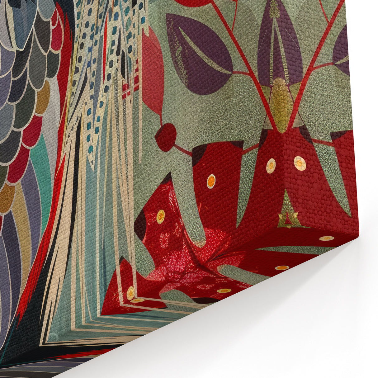 Vibrant Crane Wall Art - Colorful Crane in Floral Wonderland Canvas