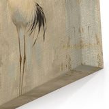 Elegant Crane Wall Art - Graceful Crane with Soft Gold Accents Canvas