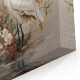 Elegant Crane Wall Art - Romantic Pair of Cranes with Floral Accents