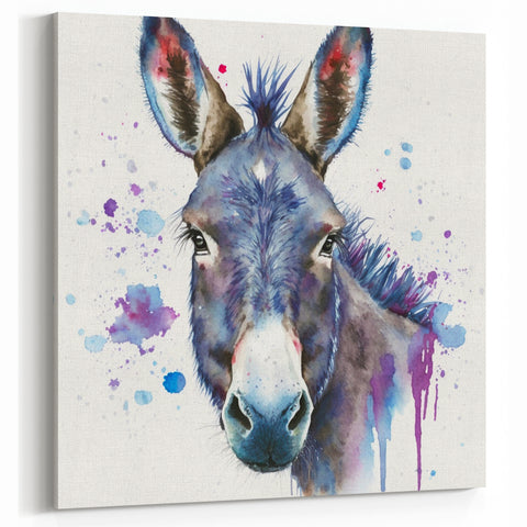 Charming Donkey Wall Art - Rustic Canvas Print & Farmhouse Decor