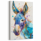 Vibrant Donkey Art - Abstract Blue & Gold Canvas for Bold Home Decor