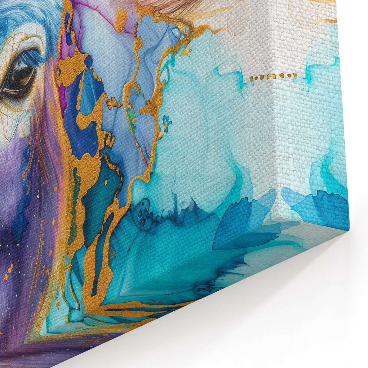 Vibrant Donkey Art - Abstract Blue & Gold Canvas for Bold Home Decor