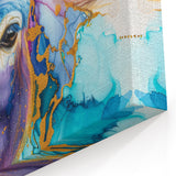 Vibrant Donkey Art - Abstract Blue & Gold Canvas for Bold Home Decor