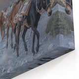 Journey of Donkeys - Rustic Mountain Path Canvas Art for Adventurous Decor