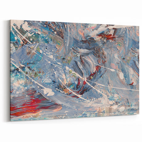 Serene Abstract Splatter Canvas Art - Soothing Blue Waves