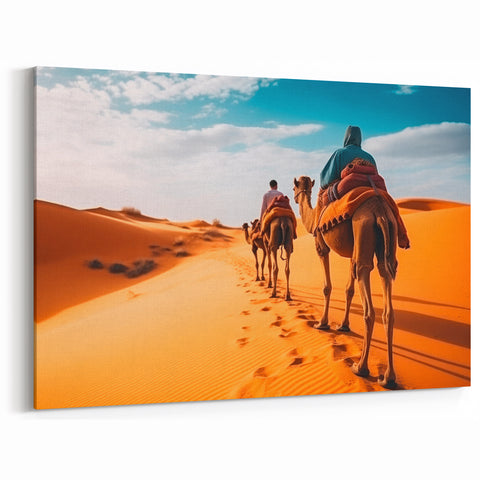 Vibrant Desert Camel Wall Art - Colorful Journey Camel Canvas Print