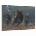 Thunderstorm Bison Art - Dramatic Buffalo Canvas Print for Rustic Decor