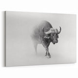 Ethereal Buffalo Art - Monochrome Bison Canvas Print for Modern Decor