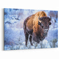 Winter Bison Art - Majestic Buffalo Canvas Print for Rustic Decor