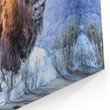 Winter Bison Art - Majestic Buffalo Canvas Print for Rustic Decor