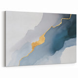 Abstract Strokes and Lines Art in Blue, White, and Gold Canvas