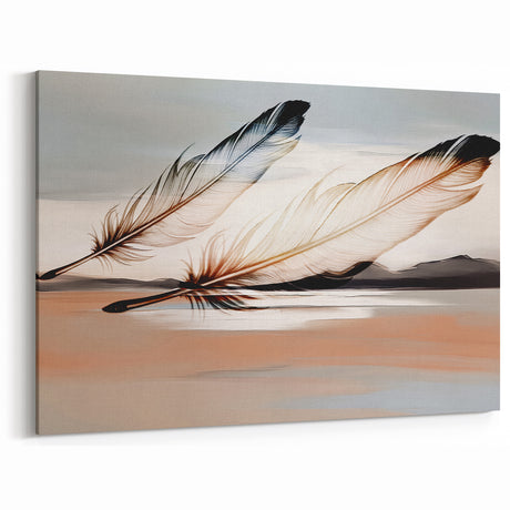 Elegant Feather Abstract Art on Canvas