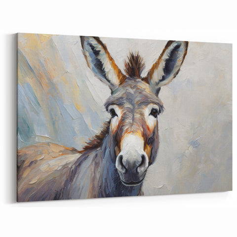 Artistic Donkey Canvas Print - Rustic Farm Animal Wall Decor
