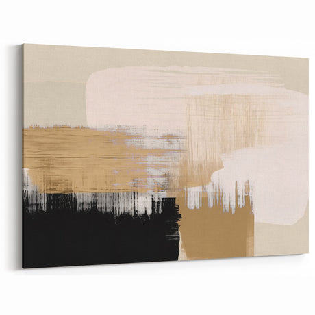 Earthy Tones Abstract Brush Strokes - Contemporary Line Art Canvas