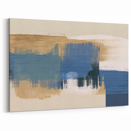 Elegant Blue and Beige Abstract Strokes and Lines Art
