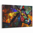 Abstract Donkey Wall Art - Vibrant Stained Glass Style Canvas Print