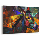 Abstract Donkey Wall Art - Vibrant Stained Glass Style Canvas Print