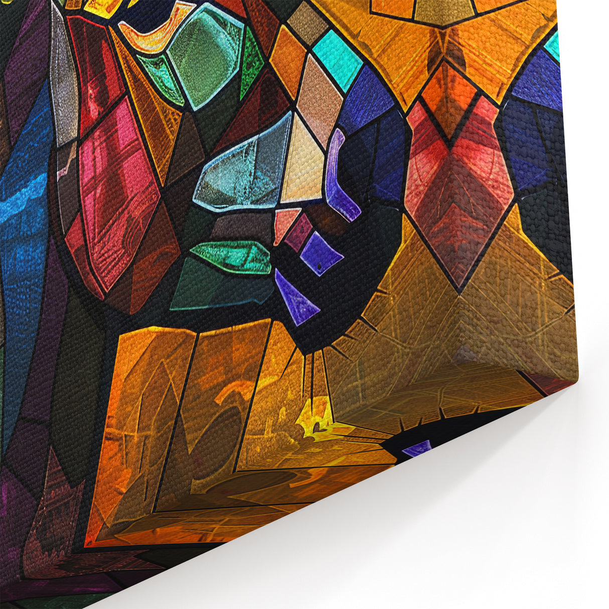 Abstract Donkey Wall Art - Vibrant Stained Glass Style Canvas Print