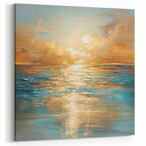 Colorful Abstract Landscape | Radiant Sunset Over Water Canvas Print
