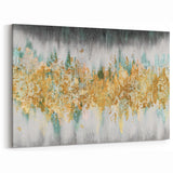 Abstract Brush Strokes Art - Modern Gold and Green Canvas Print
