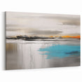 Vivid Turquoise and Orange Abstract Strokes and Lines Art
