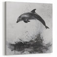 Abstract Dolphin Wall Art - Black and White Marine Life Canvas Print