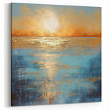 Modern Abstract Landscape | Glowing Sunset Over Water Canvas Print
