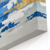 Modern Abstract Line Art - Blue and Gold Brush Strokes Canvas Print