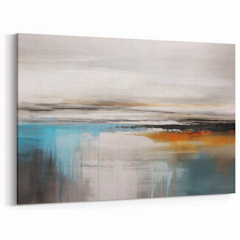 Dynamic Turquoise and Orange Abstract Strokes and Lines Art