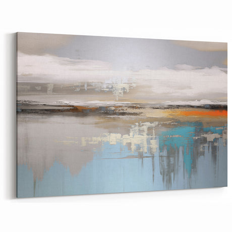 Serene Turquoise and Orange Abstract Strokes and Lines Art