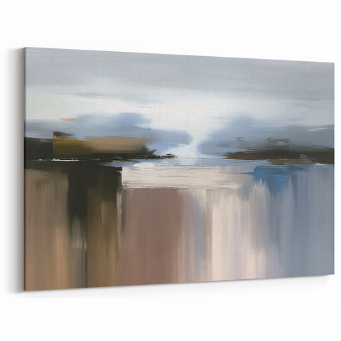 Soothing Blue and Beige Abstract Strokes and Lines Art