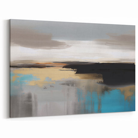 Modern Blue and Beige Abstract Strokes and Lines Art