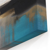Modern Blue and Beige Abstract Strokes and Lines Art