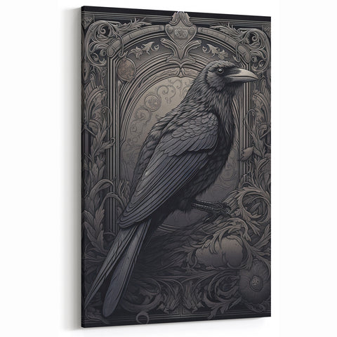 Majestic Raven Wall Art - Gothic Raven Print in Elegant Frame