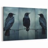 Gothic Raven Triptych - Mysterious Crow Wall Art in Dark Tones